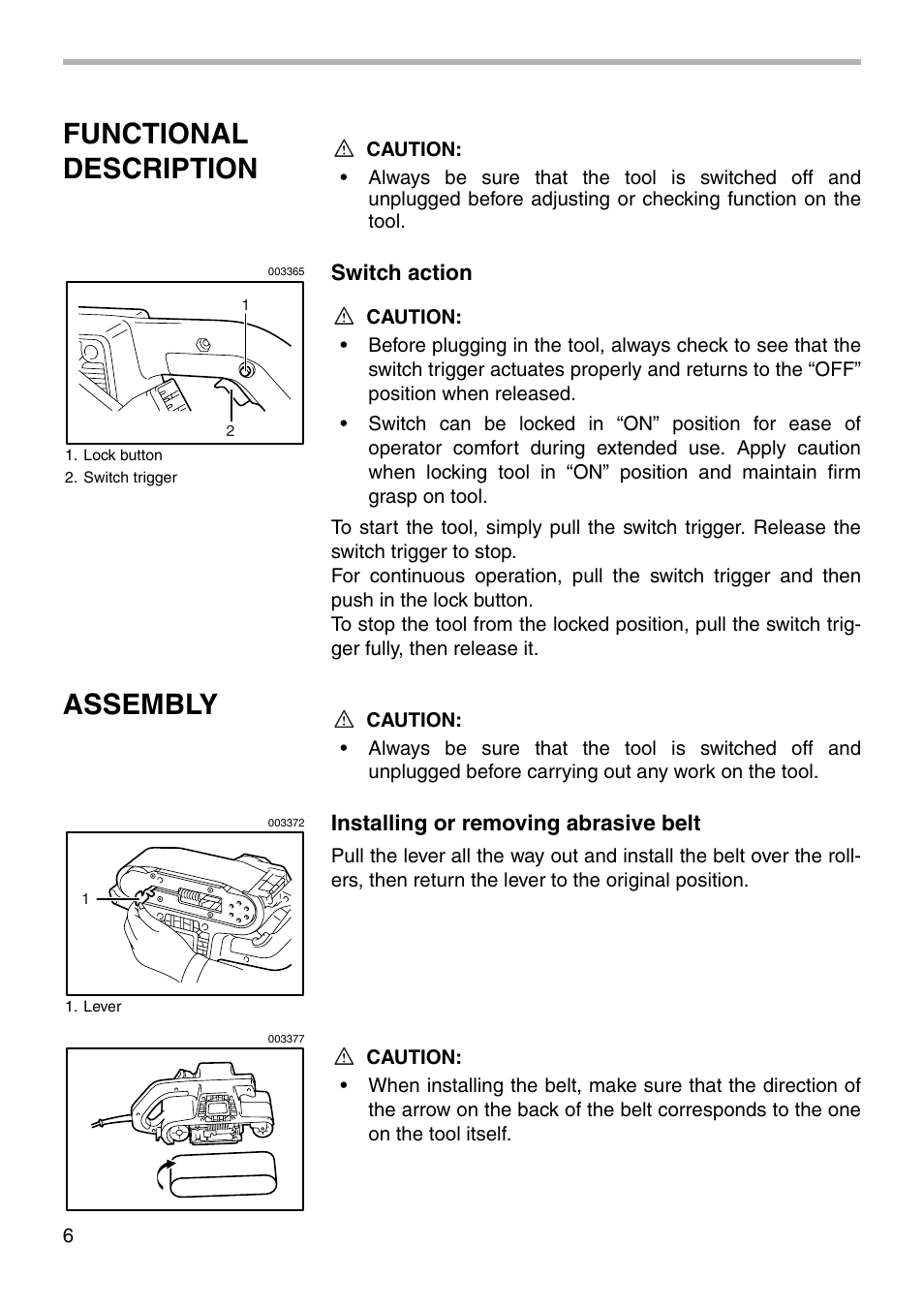 Functional description, Assembly | Makita 9901 003360 User Manual | Page 6 / 12