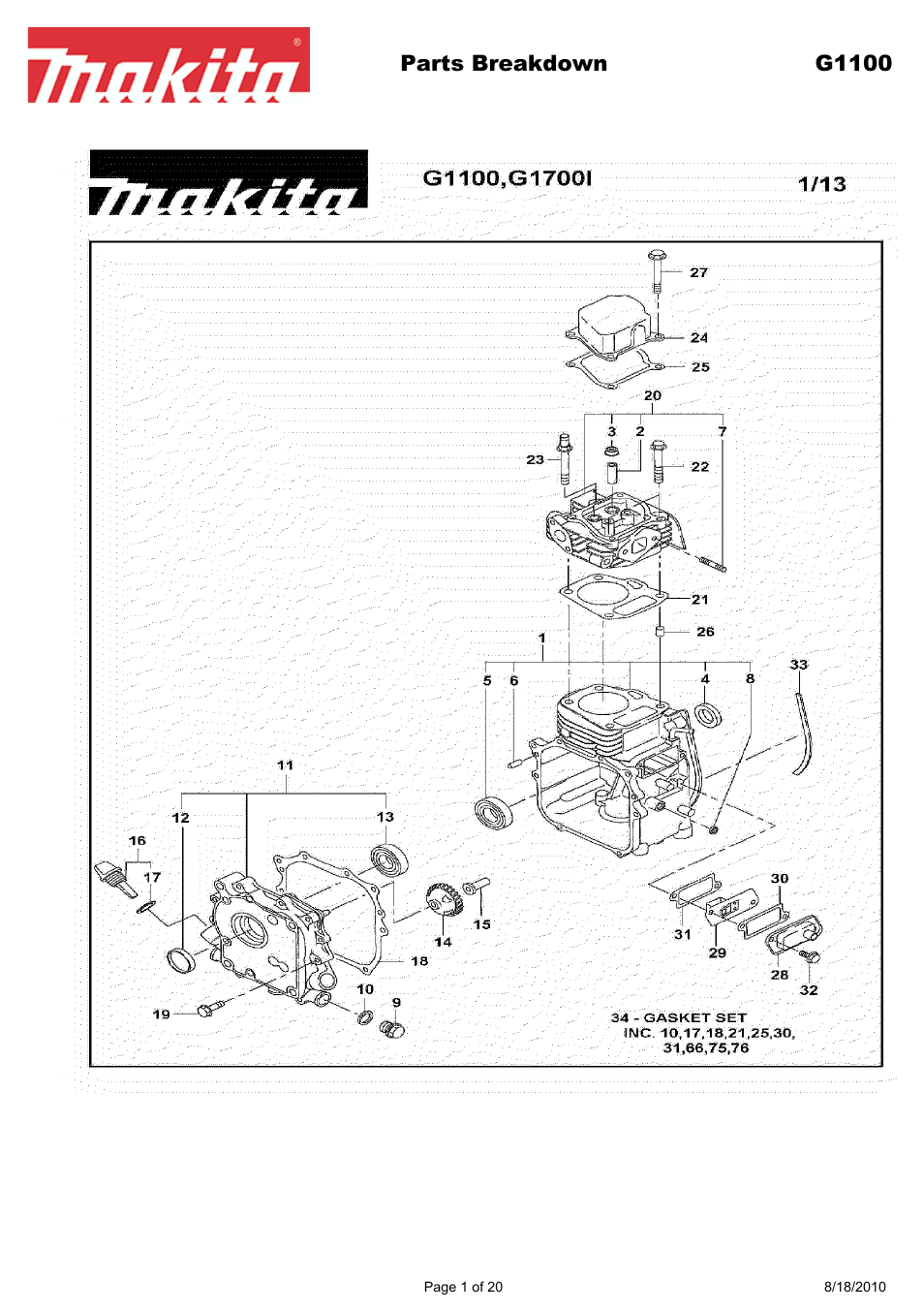 Makita EX Series G1100 User Manual | 20 pages