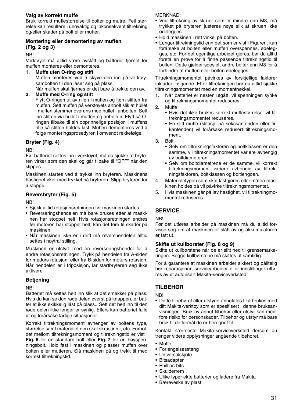Makita BTW150 User Manual | Page 31 / 40