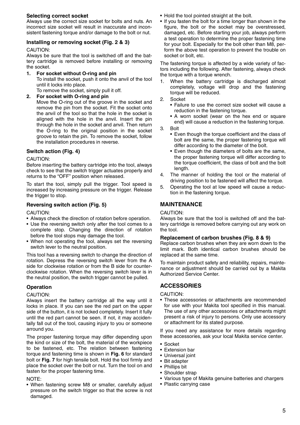 Makita BTW150 User Manual | Page 5 / 40