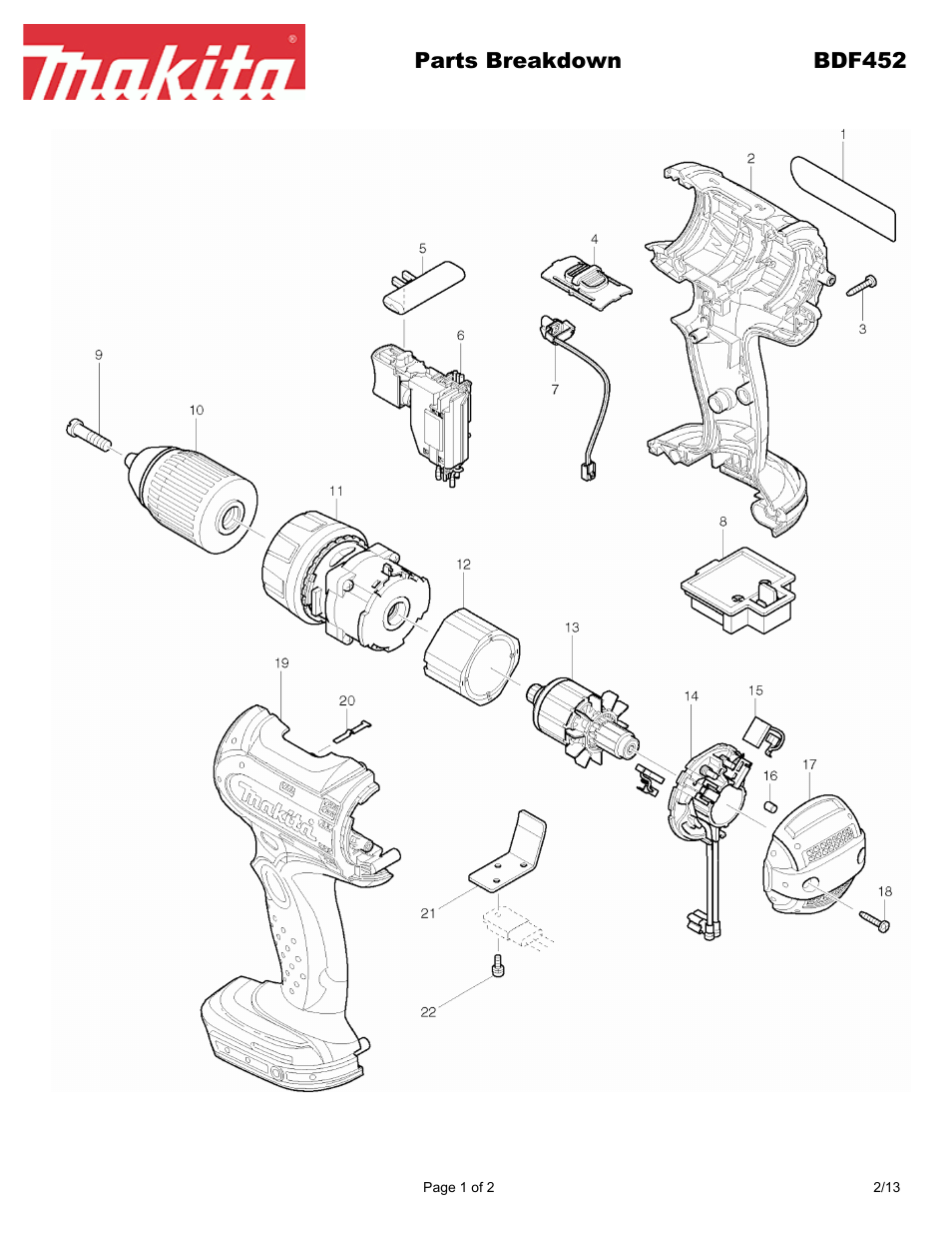 Makita BDF452 User Manual | 2 pages