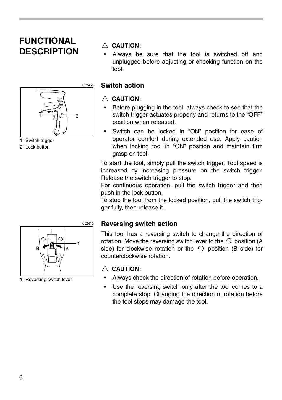 Functional description | Makita MODEL HP1501 User Manual | Page 6 / 16