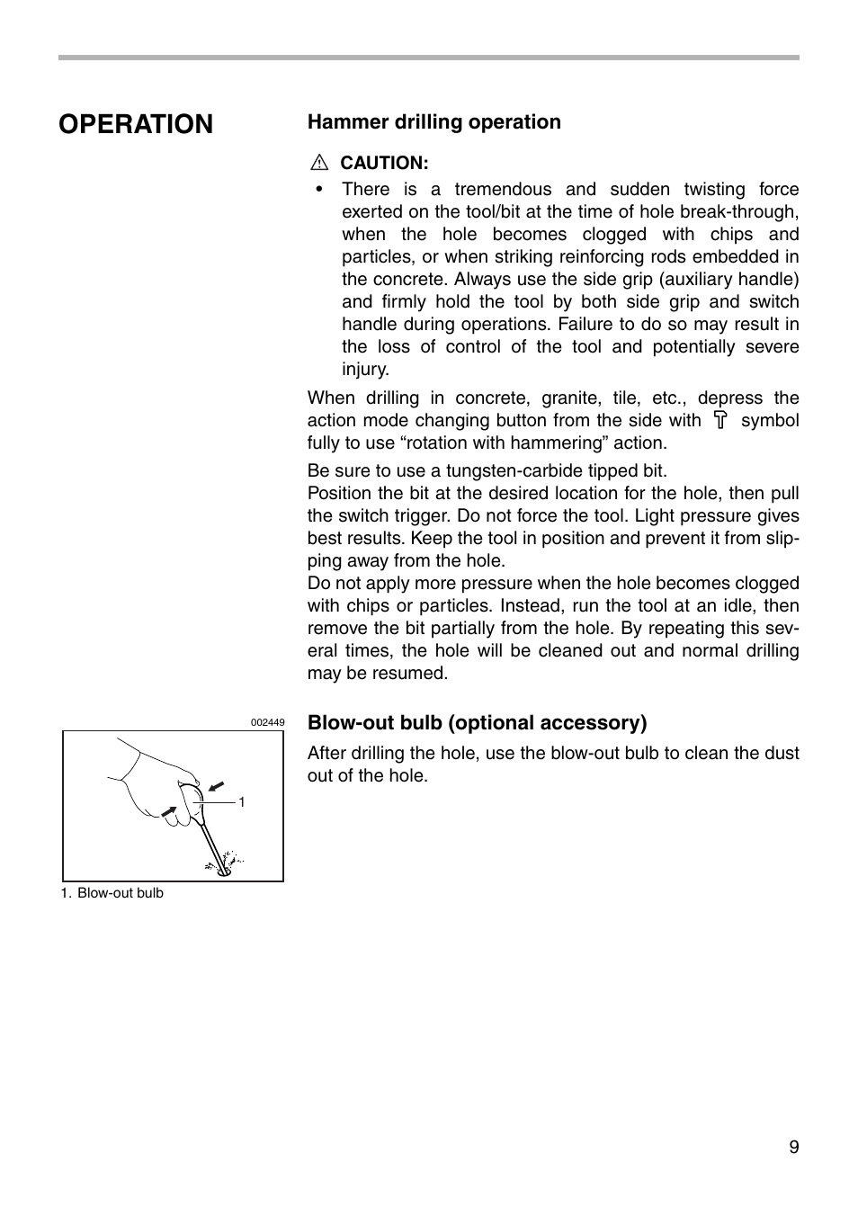 Operation | Makita MODEL HP1501 User Manual | Page 9 / 16