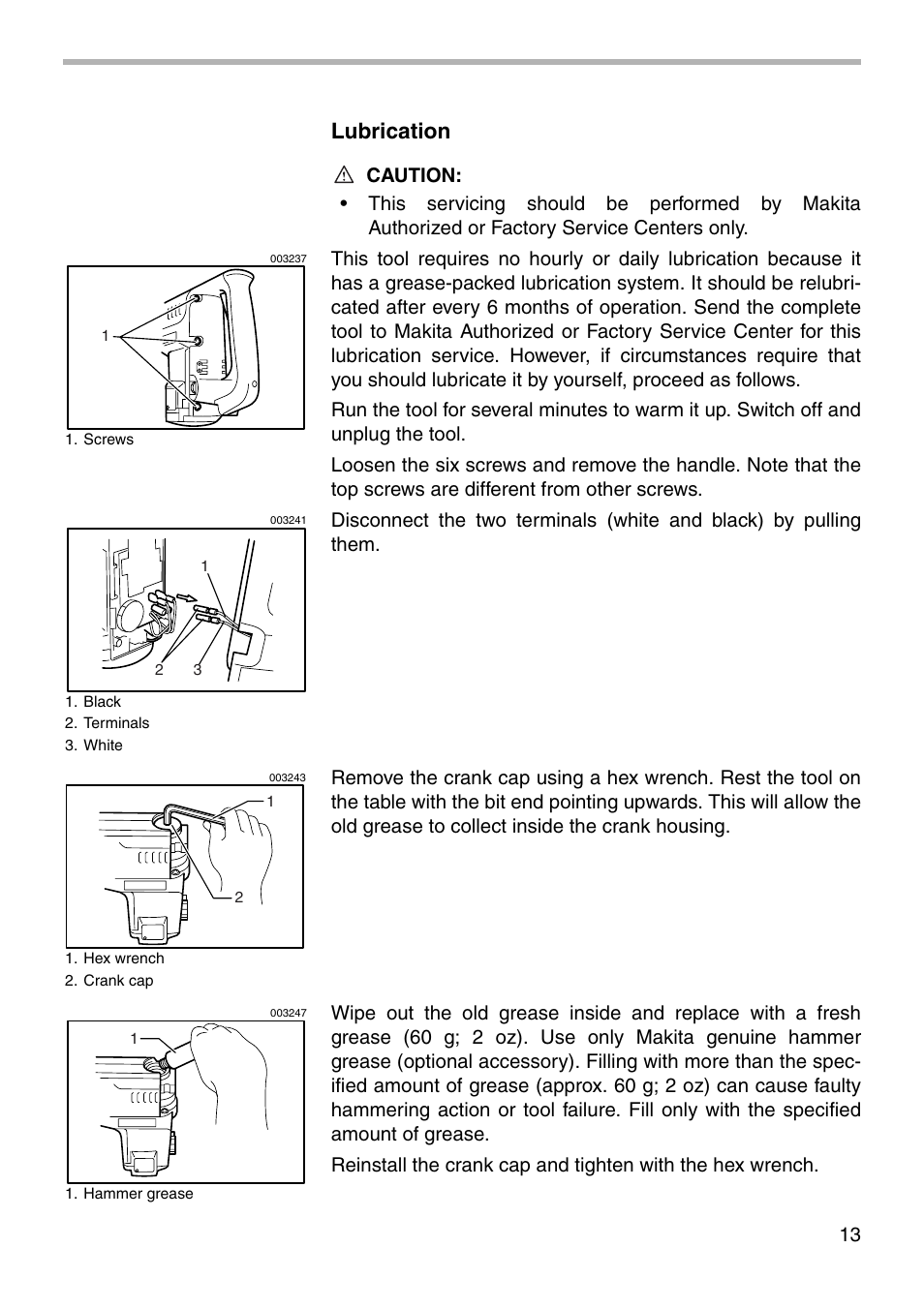 Lubrication | Makita HR4040C User Manual | Page 13 / 20