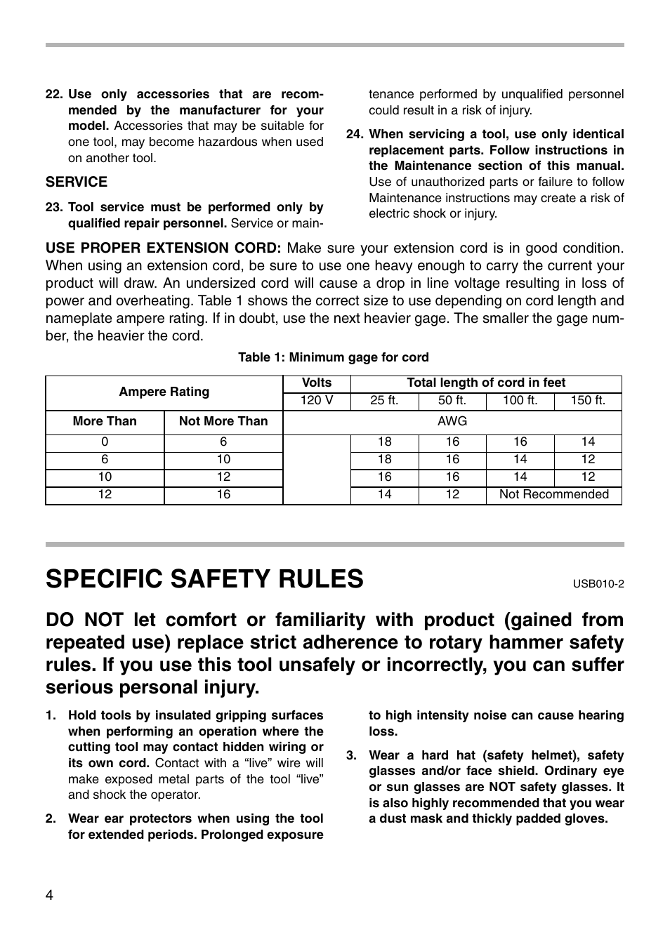 Specific safety rules | Makita HR4040C User Manual | Page 4 / 20