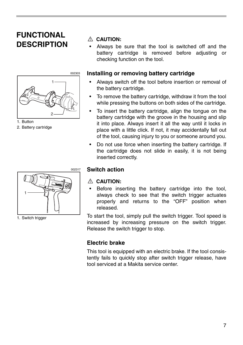 Functional description | Makita 6918D User Manual | Page 7 / 16