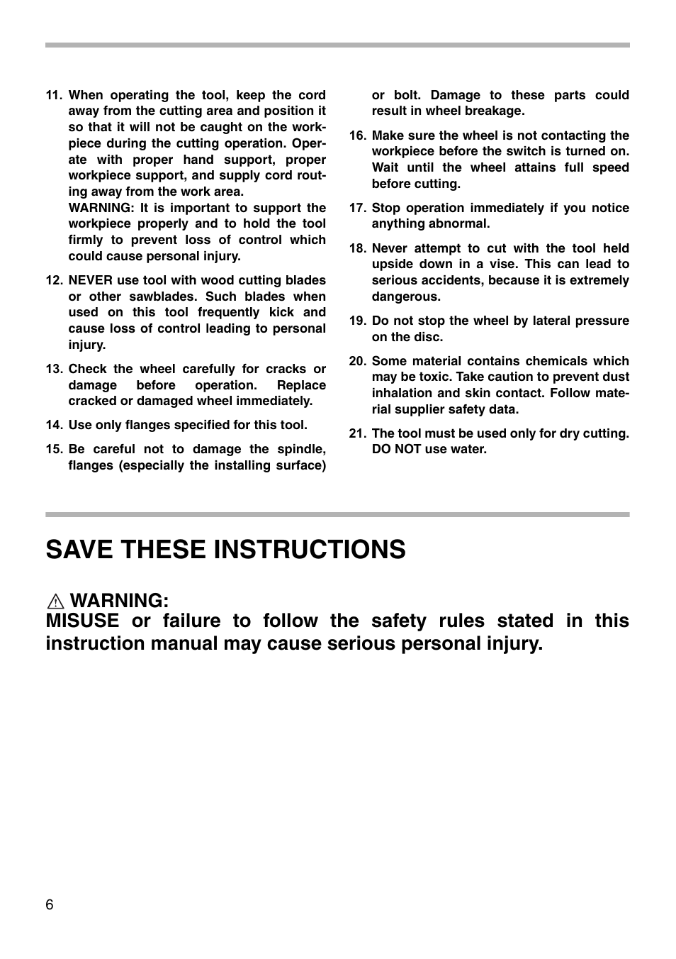 Save these instructions | Makita ANGLE CUTTER 4110C User Manual | Page 6 / 16