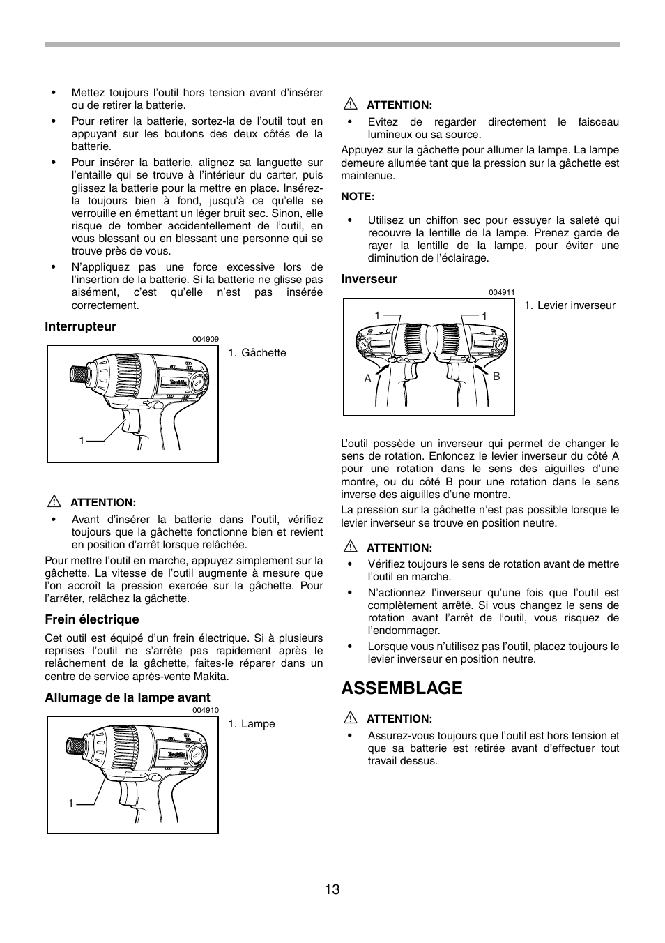 Assemblage | Makita 6980FD User Manual | Page 13 / 28