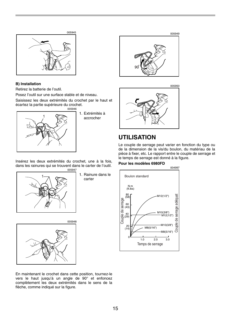 Utilisation | Makita 6980FD User Manual | Page 15 / 28