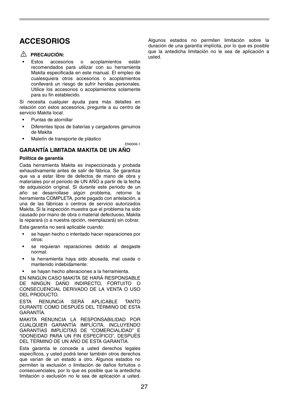 Accesorios | Makita 6980FD User Manual | Page 27 / 28