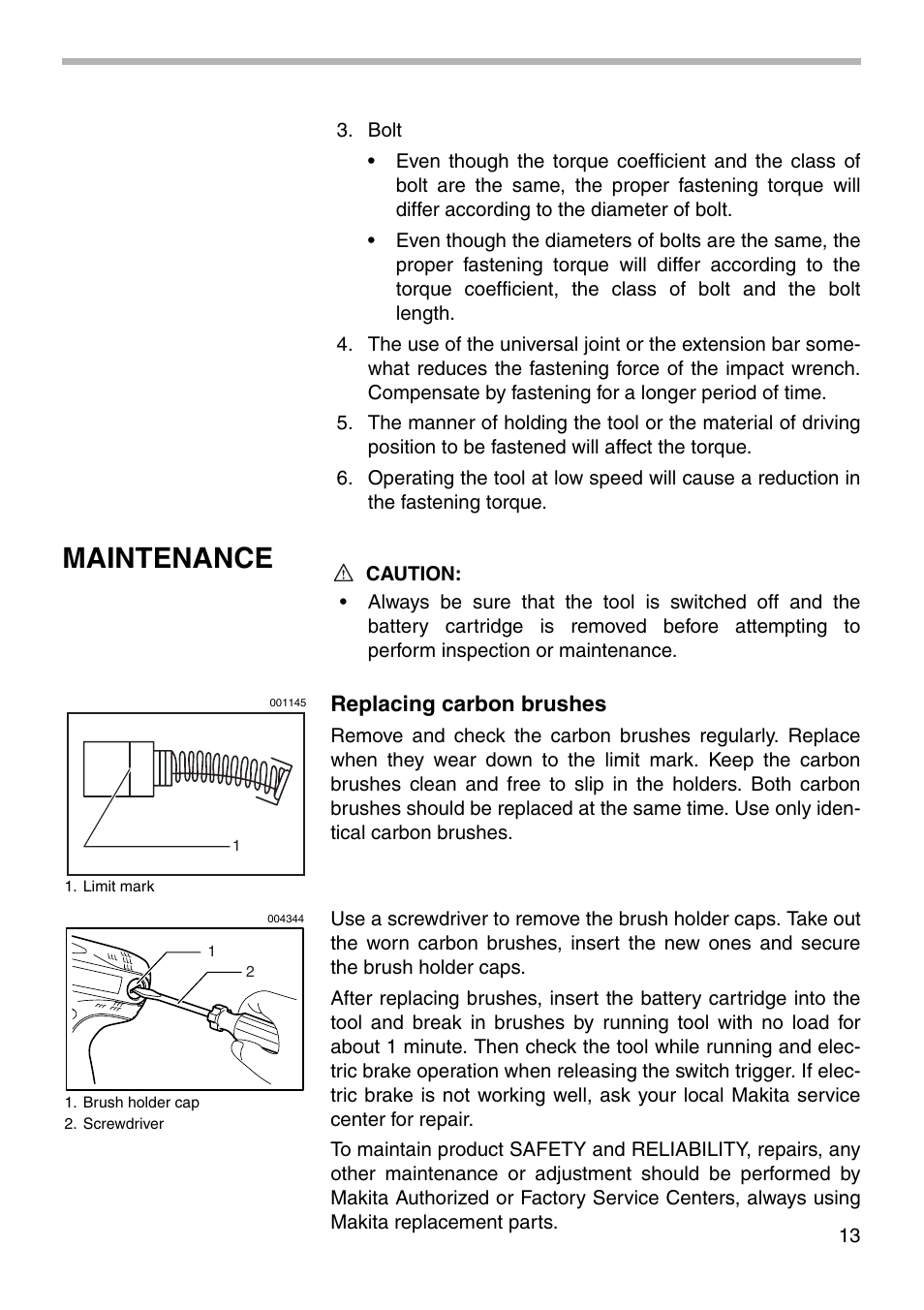 Maintenance | Makita 6933FD User Manual | Page 13 / 20