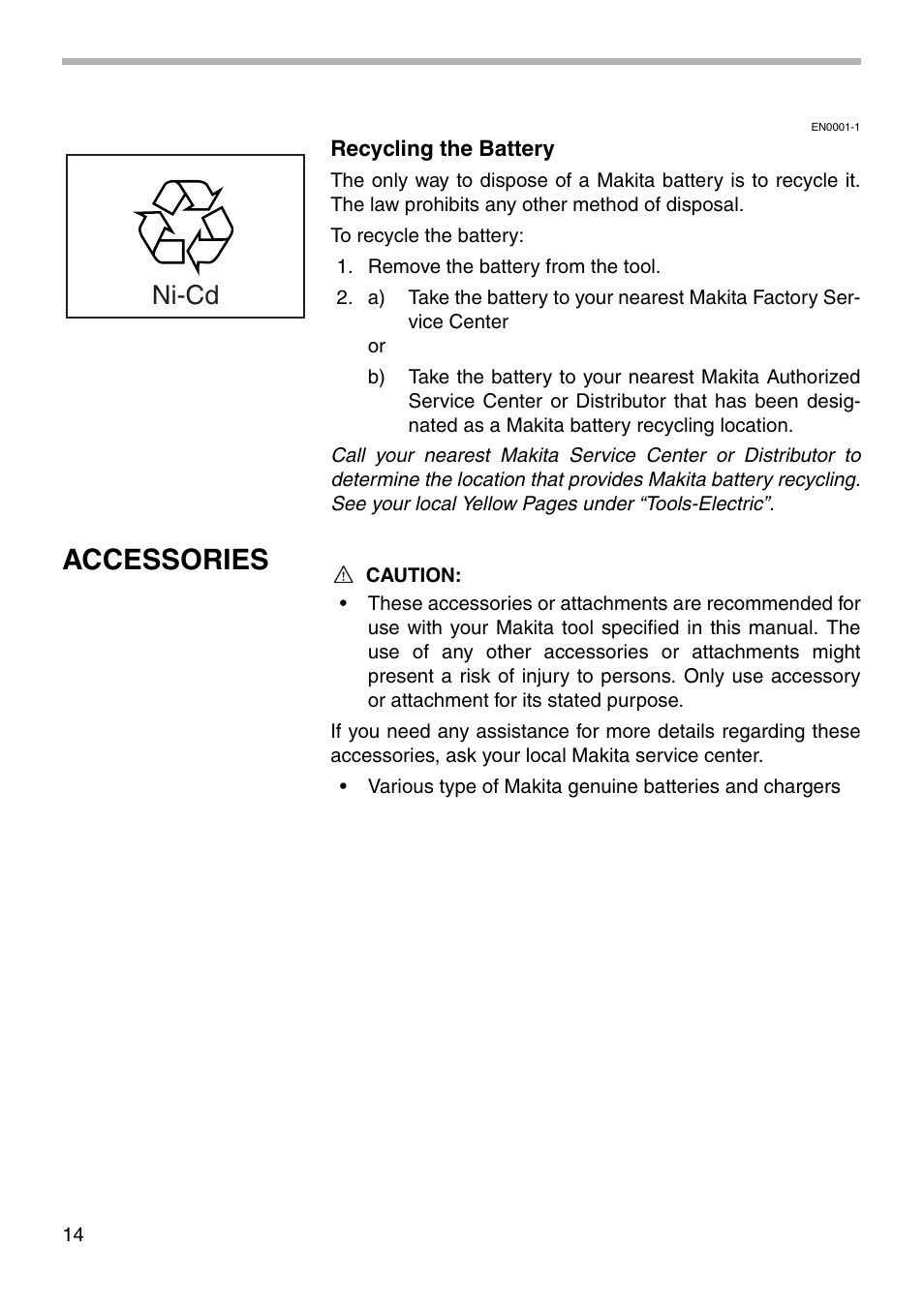 Accessories, Ni-cd | Makita 6933FD User Manual | Page 14 / 20