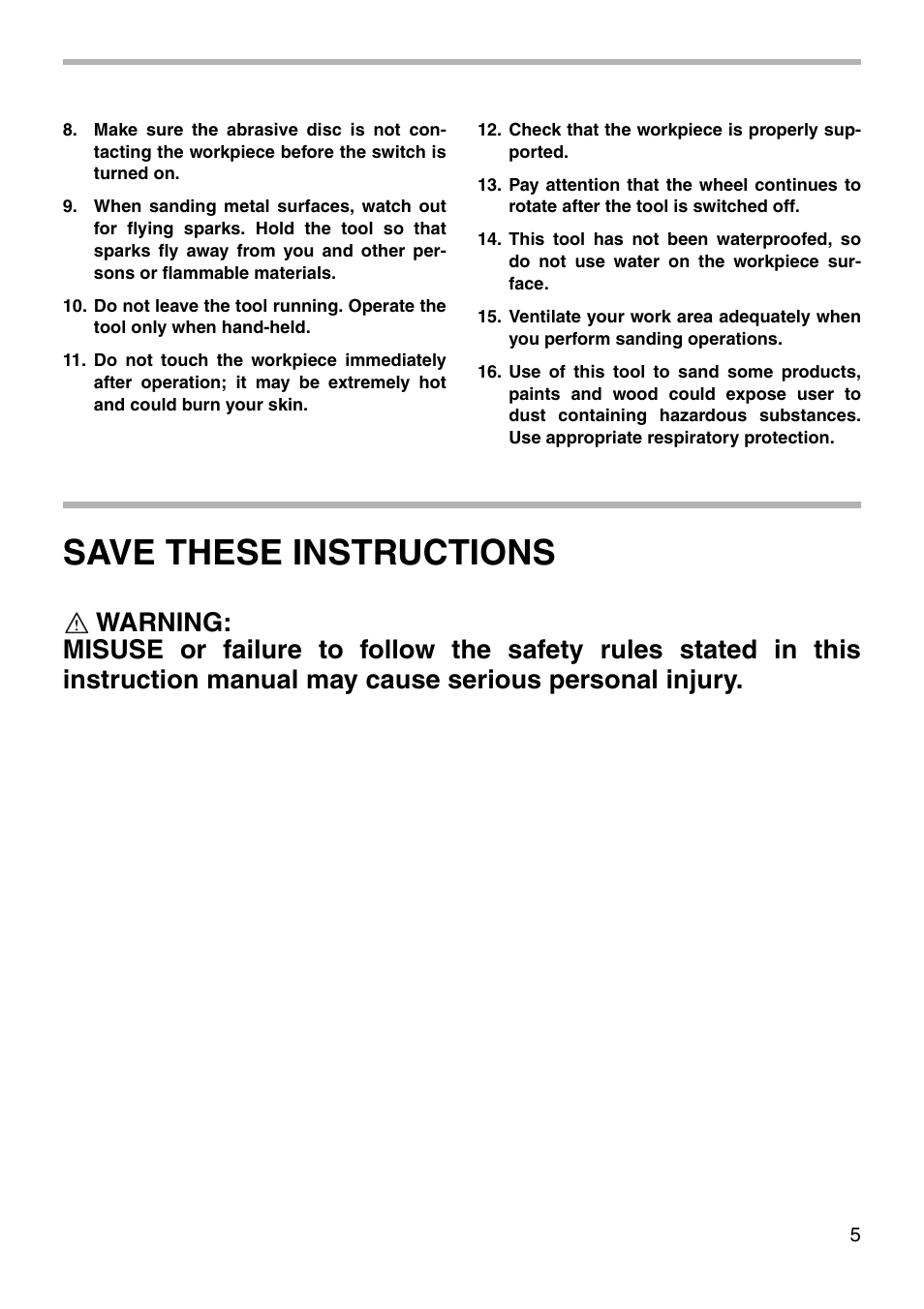 Save these instructions | Makita GV5000 User Manual | Page 5 / 12