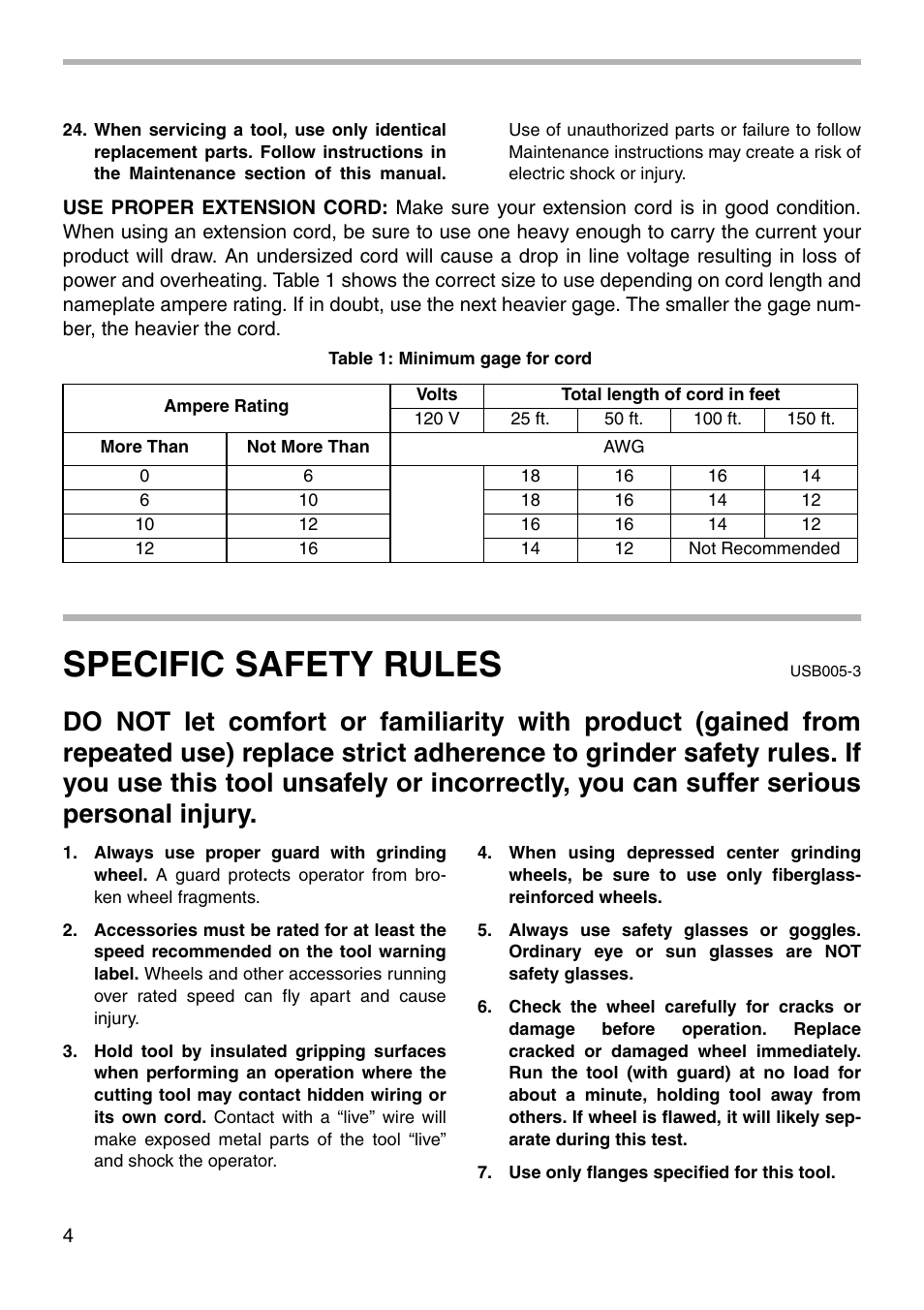 Specific safety rules | Makita Grinder 9077SL User Manual | Page 4 / 16