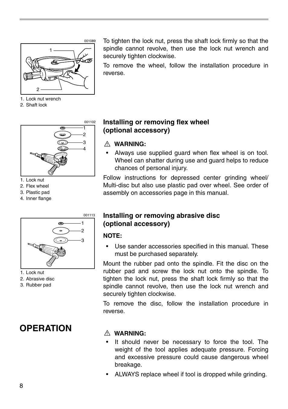Operation | Makita Grinder 9077SL User Manual | Page 8 / 16
