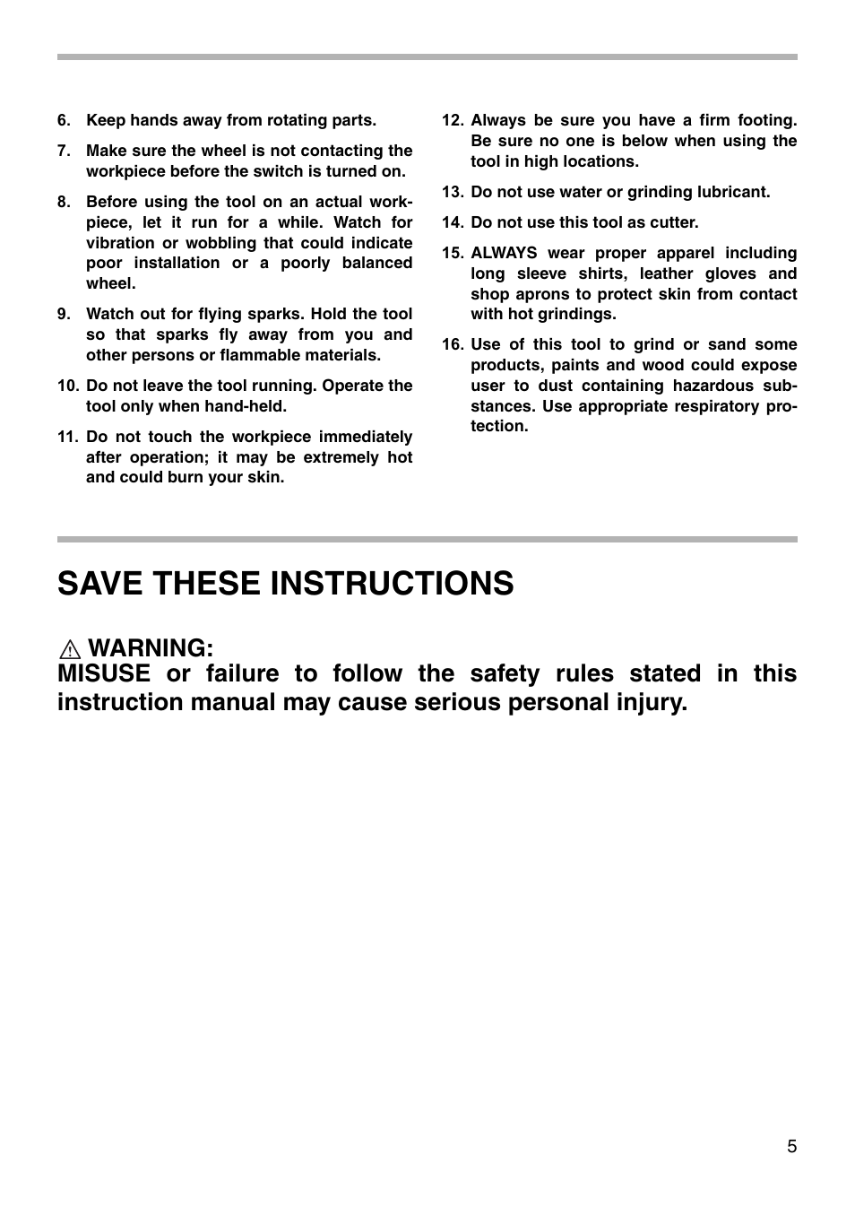 Save these instructions | Makita GE0600 User Manual | Page 5 / 12