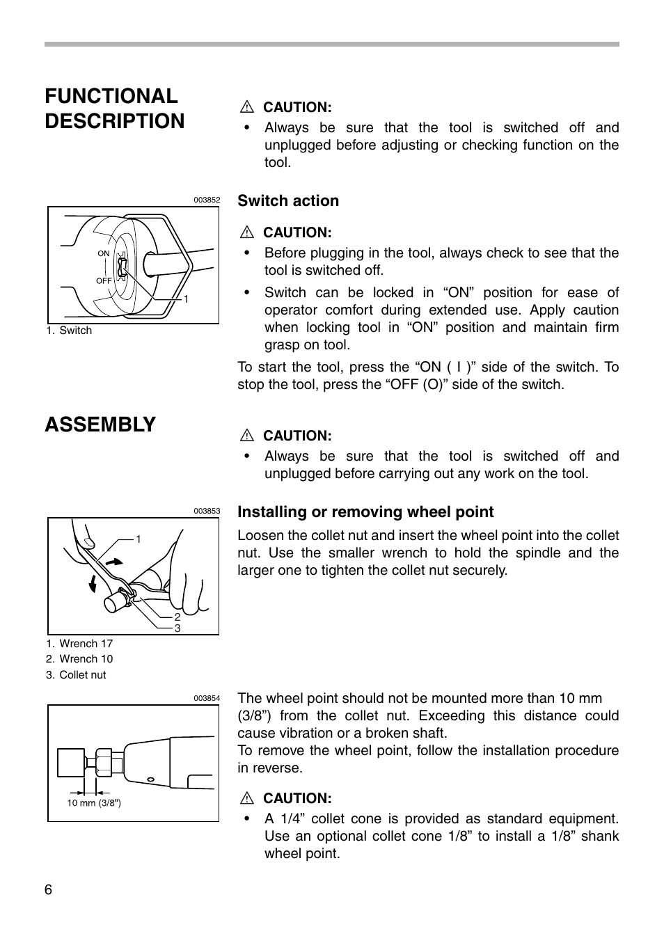 Functional description, Assembly | Makita GE0600 User Manual | Page 6 / 12