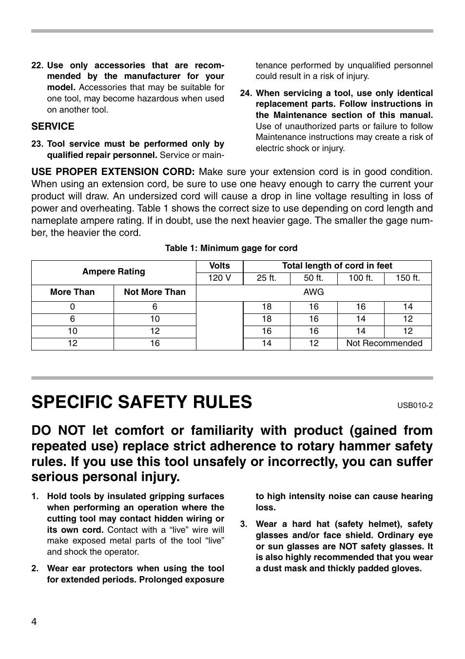 Specific safety rules | Makita HR2450F User Manual | Page 4 / 20