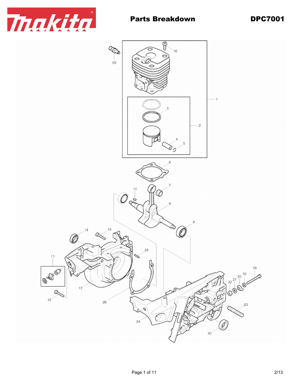 Makita DPC7001 User Manual | 11 pages