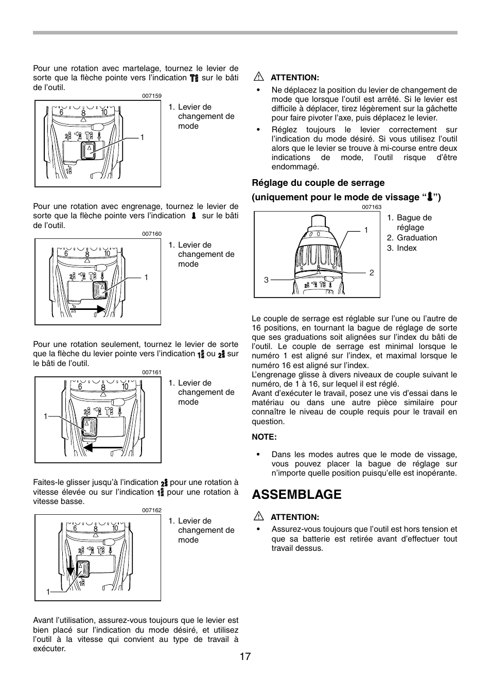 Assemblage | Makita BTP130 User Manual | Page 17 / 36