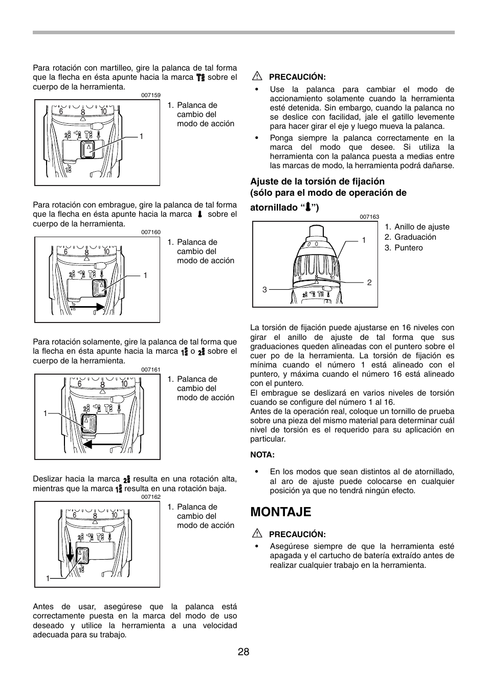 Montaje | Makita BTP130 User Manual | Page 28 / 36