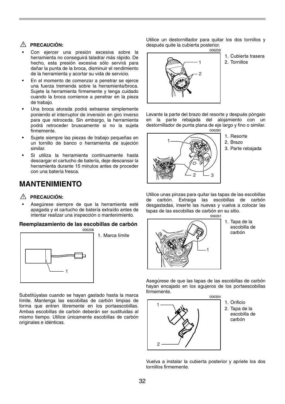 Mantenimiento | Makita BTP130 User Manual | Page 32 / 36