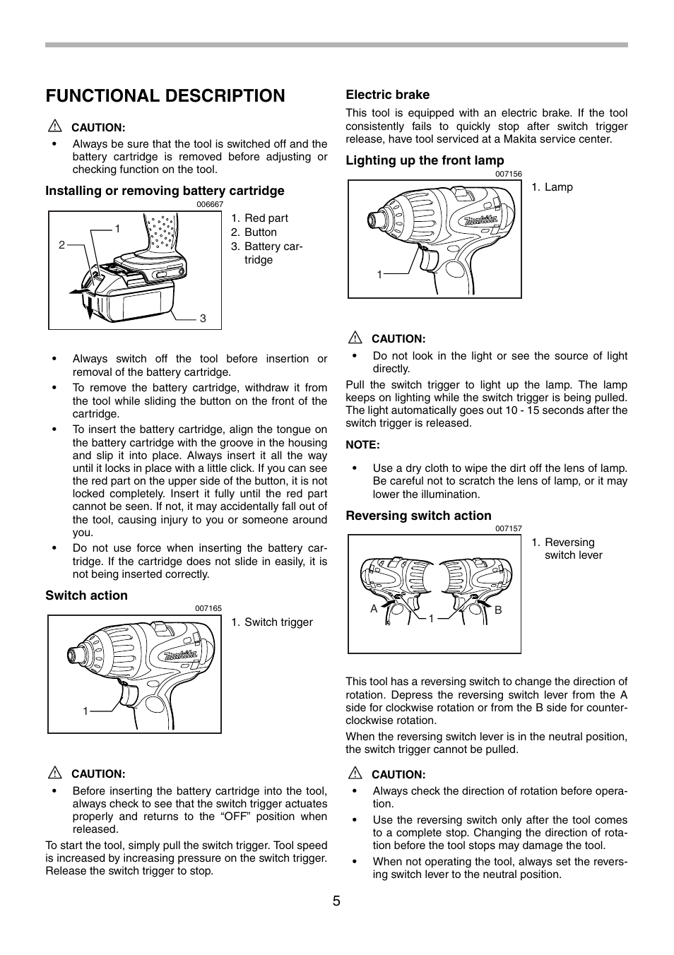Functional description | Makita BTP130 User Manual | Page 5 / 36