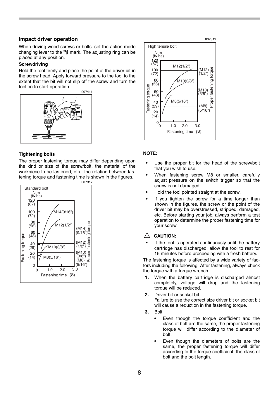 Impact driver operation | Makita BTP130 User Manual | Page 8 / 36