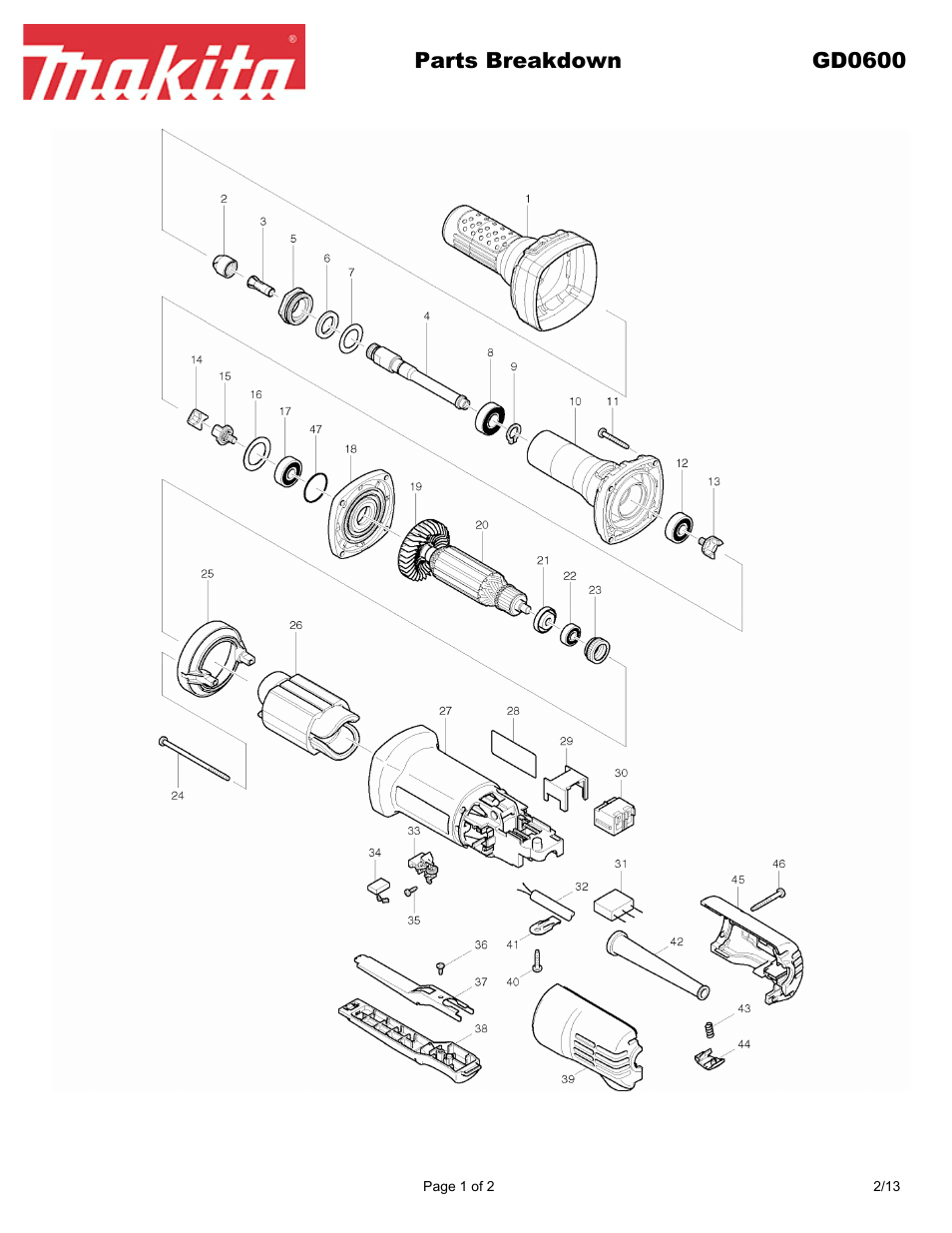 Makita GD0600 User Manual | 2 pages