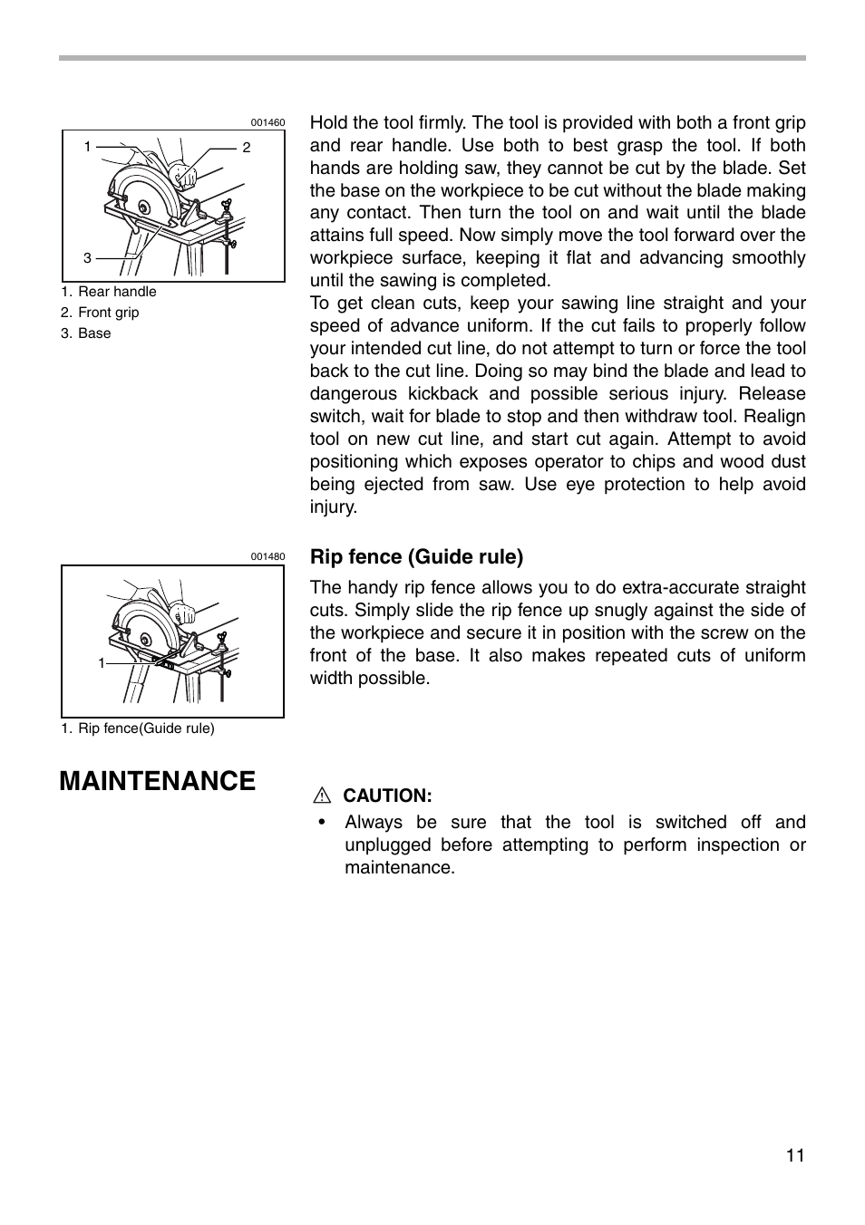 Maintenance, Rip fence (guide rule) | Makita 5007NB User Manual | Page 11 / 20