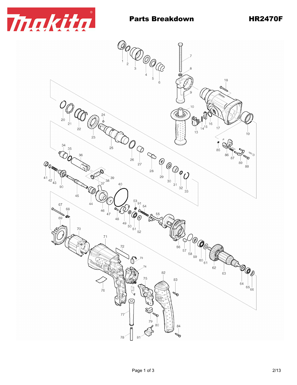 Makita HR2470F User Manual | 3 pages