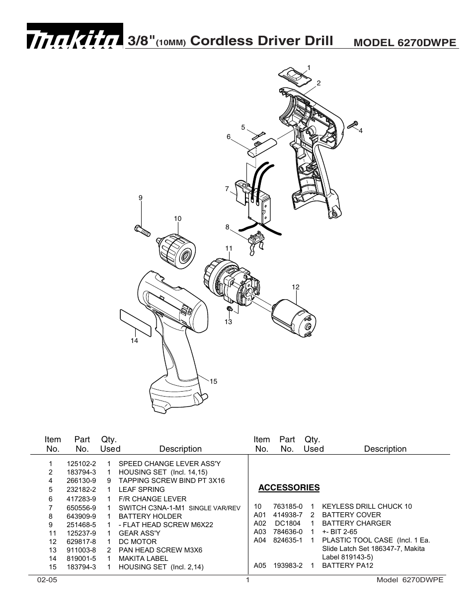 Makita 6270DWPE User Manual | 1 page