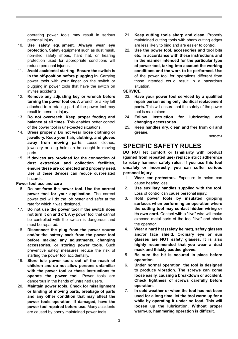 Specific safety rules | Makita HR4510C User Manual | Page 3 / 12