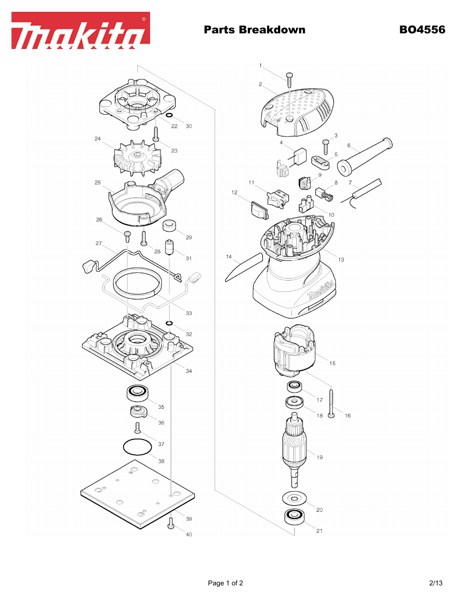 Makita BO455 User Manual | 2 pages