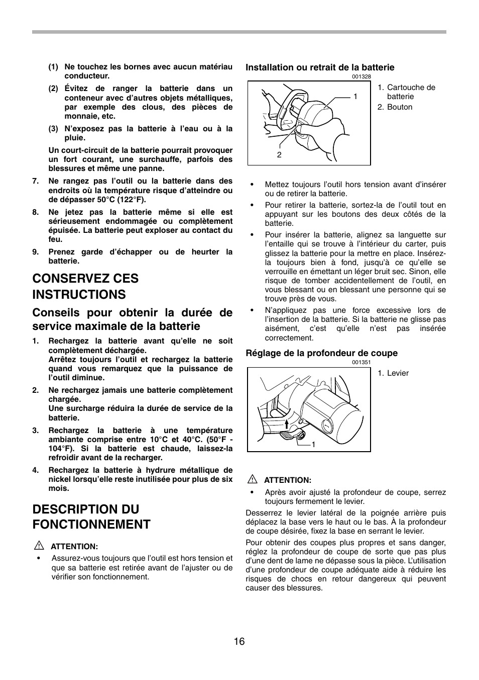 Conservez ces instructions, Description du fonctionnement | Makita 5620D User Manual | Page 16 / 32