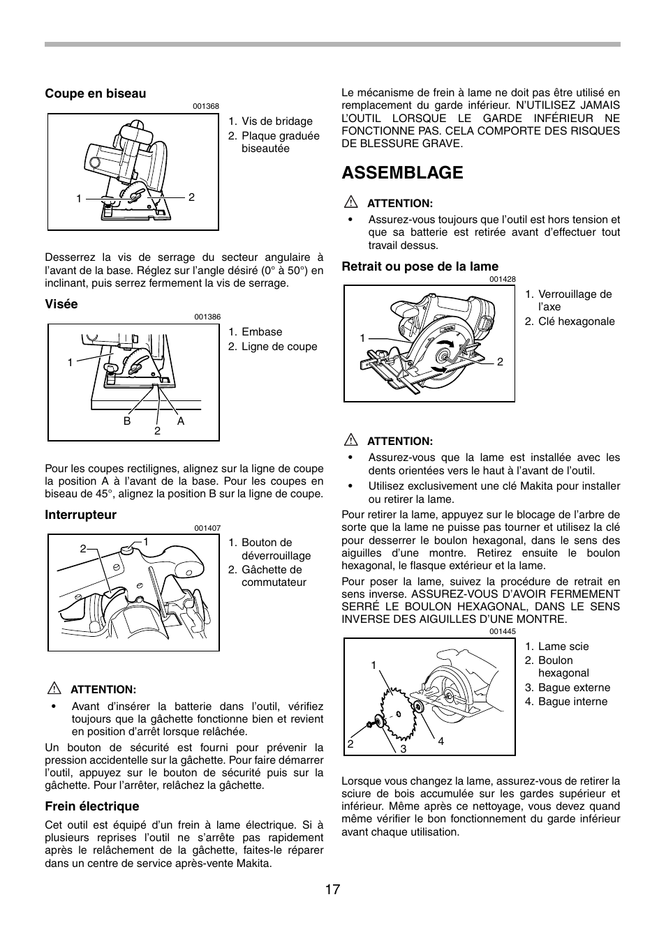 Assemblage | Makita 5620D User Manual | Page 17 / 32