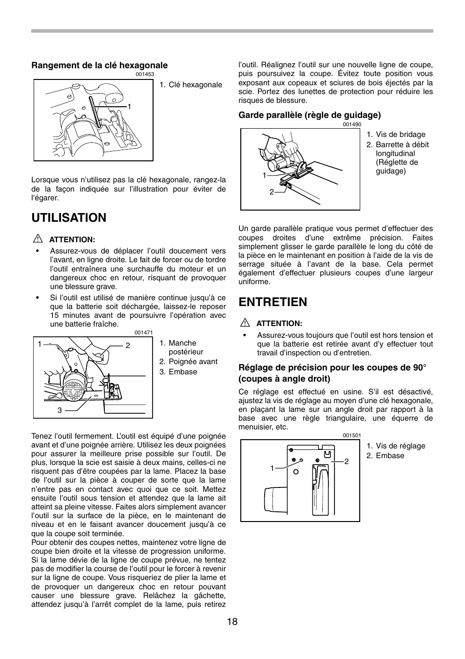 Utilisation, Entretien | Makita 5620D User Manual | Page 18 / 32