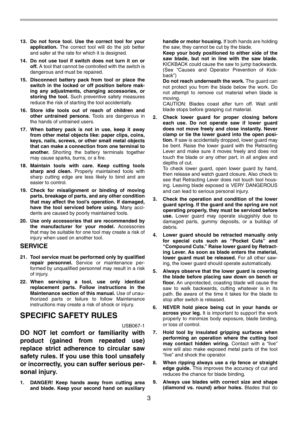 Specific safety rules, Service | Makita 5620D User Manual | Page 3 / 32