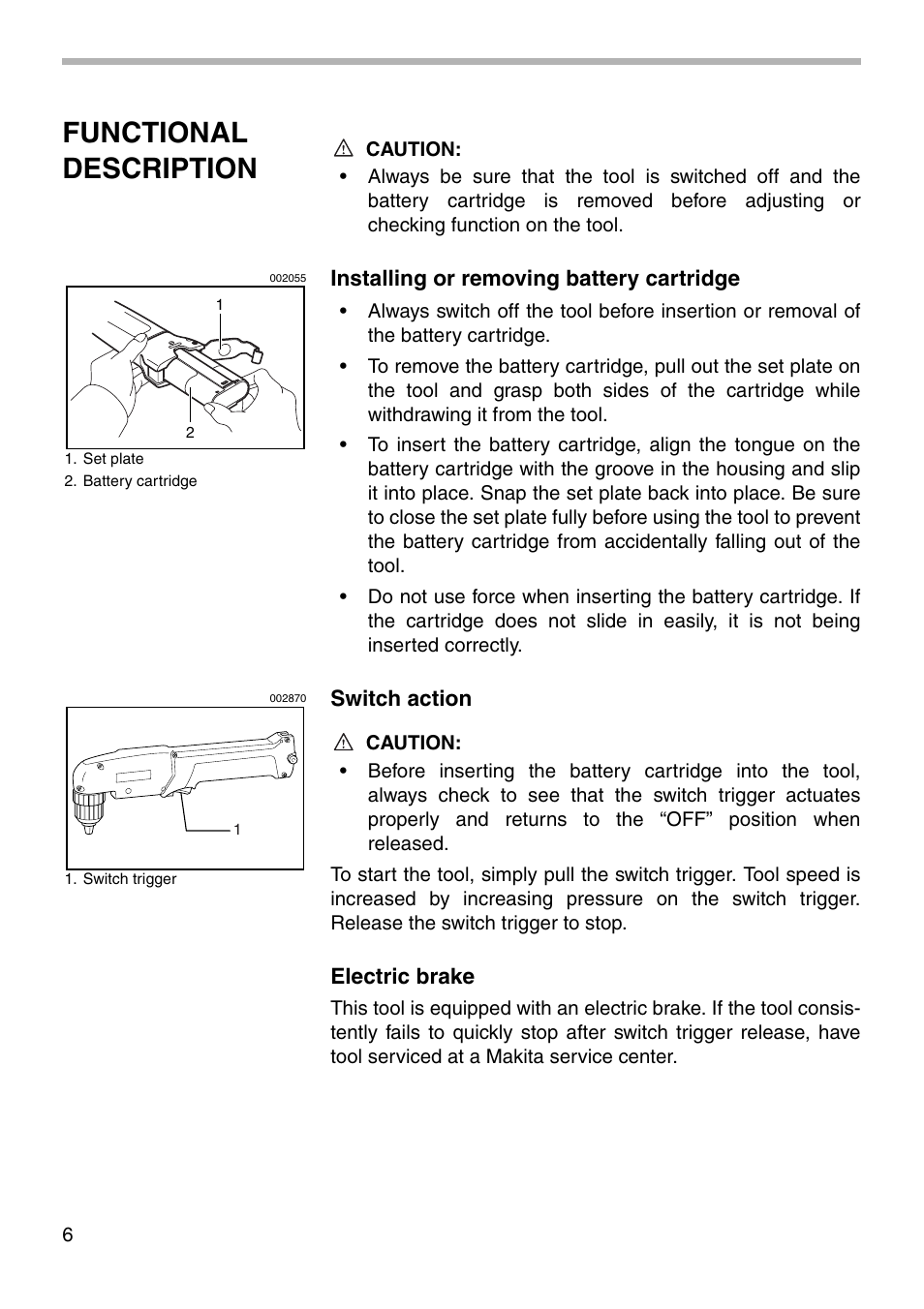 Functional description | Makita DA391D User Manual | Page 6 / 16
