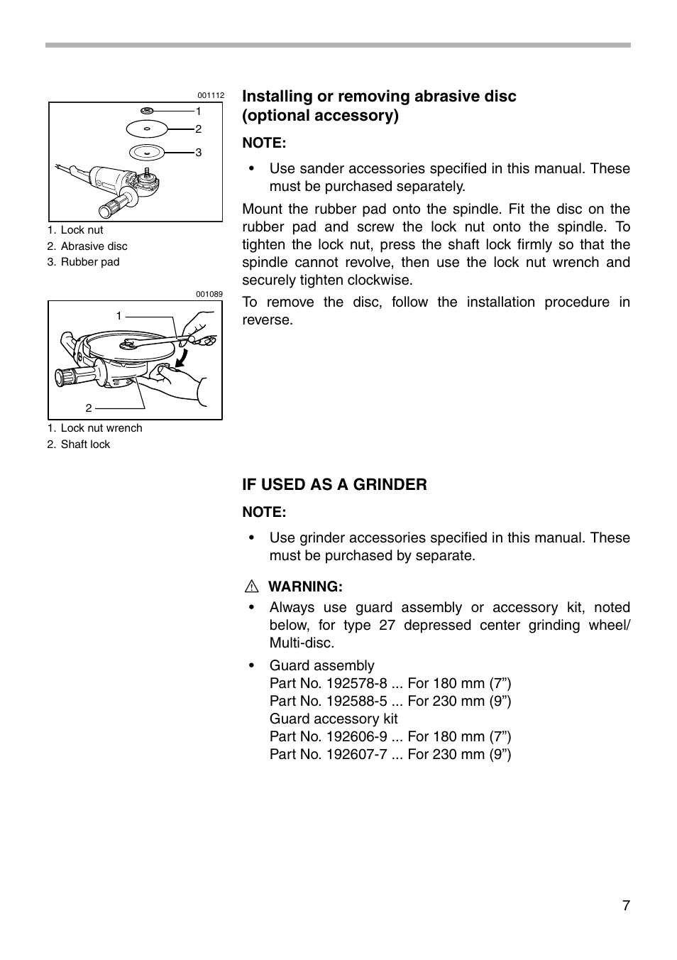 If used as a grinder | Makita 9060DBL User Manual | Page 7 / 16