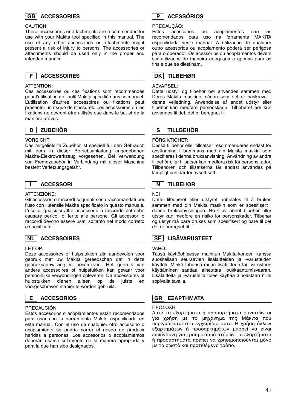 Makita 2414NB User Manual | Page 41 / 48