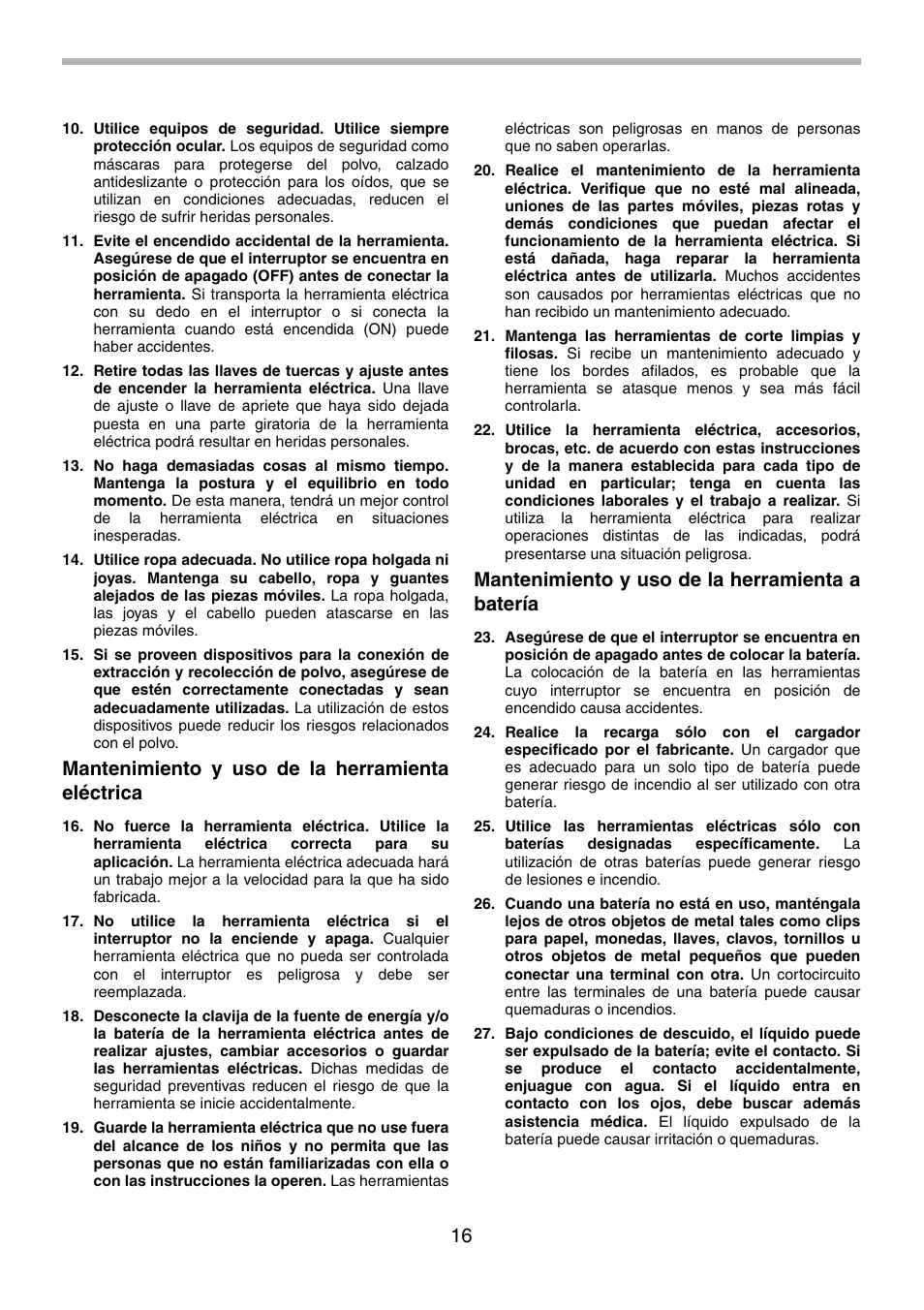 Mantenimiento y uso de la herramienta eléctrica, Mantenimiento y uso de la herramienta a batería | Makita BJR181 User Manual | Page 16 / 24