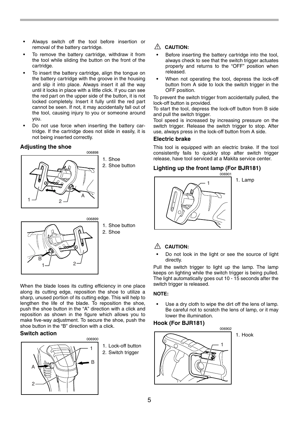 Makita BJR181 User Manual | Page 5 / 24