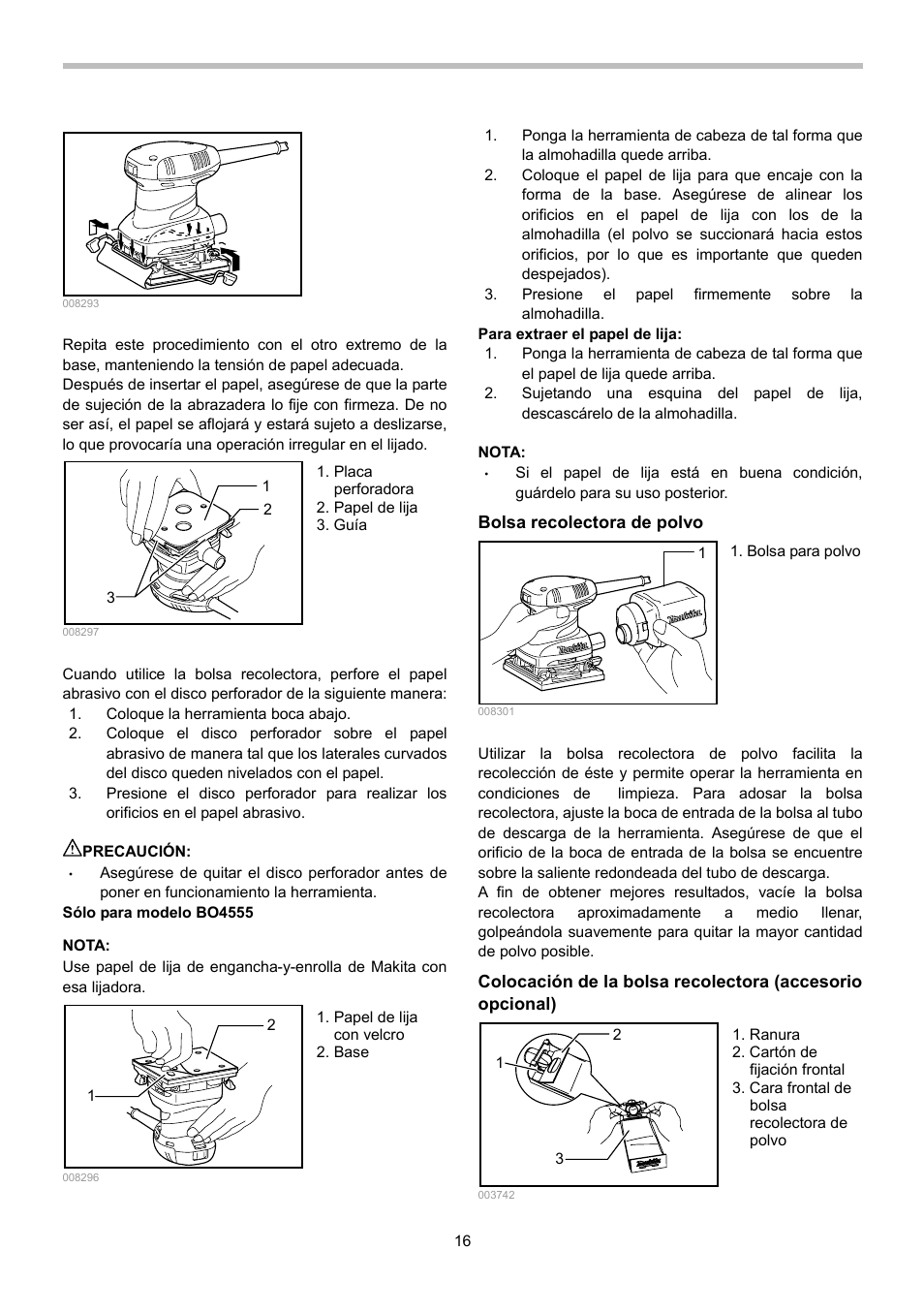 Makita BO4556 User Manual | Page 16 / 20