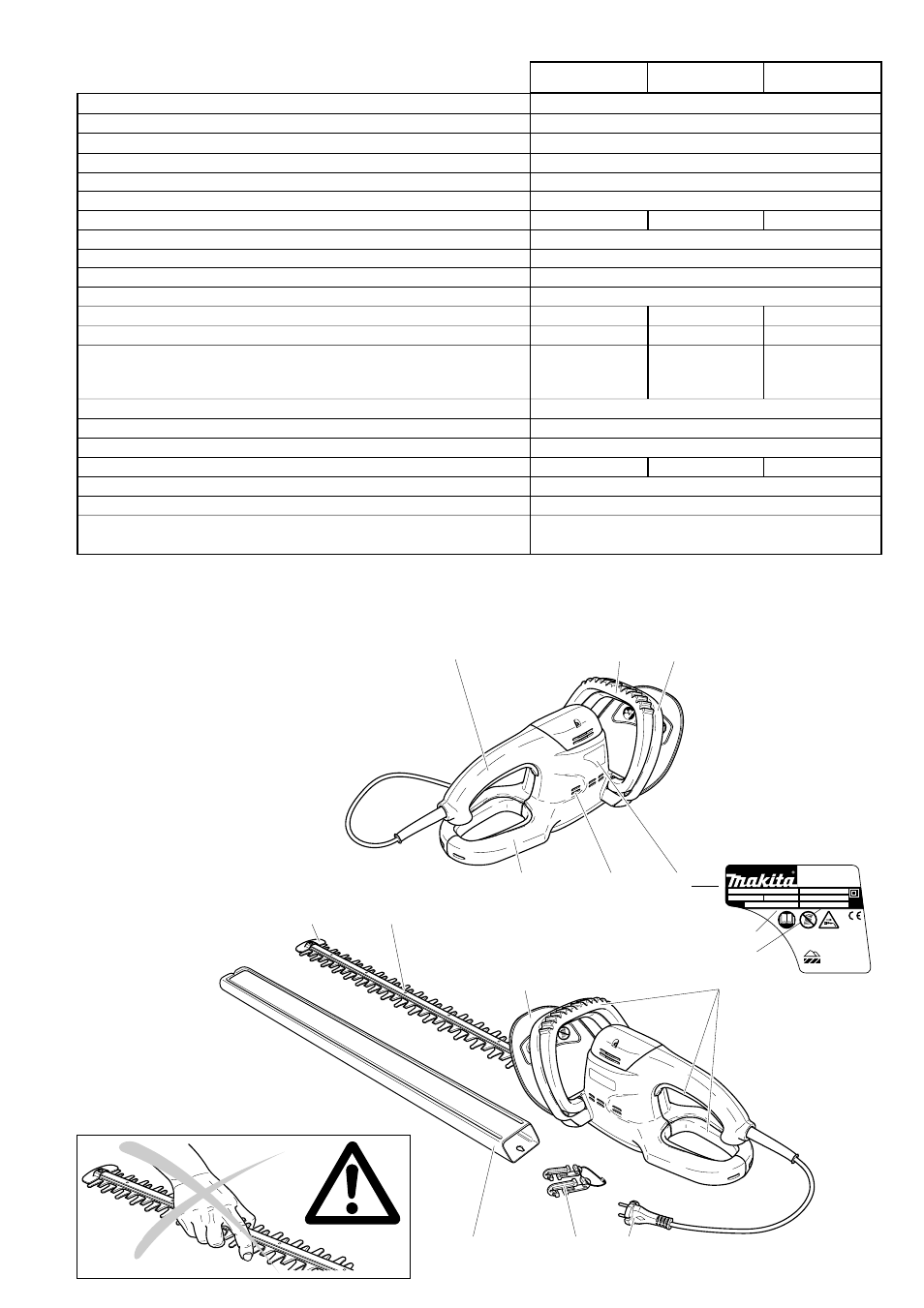 Datos técnicos, Denominación de los componentes | Makita UH 4540 User Manual | Page 27 / 44