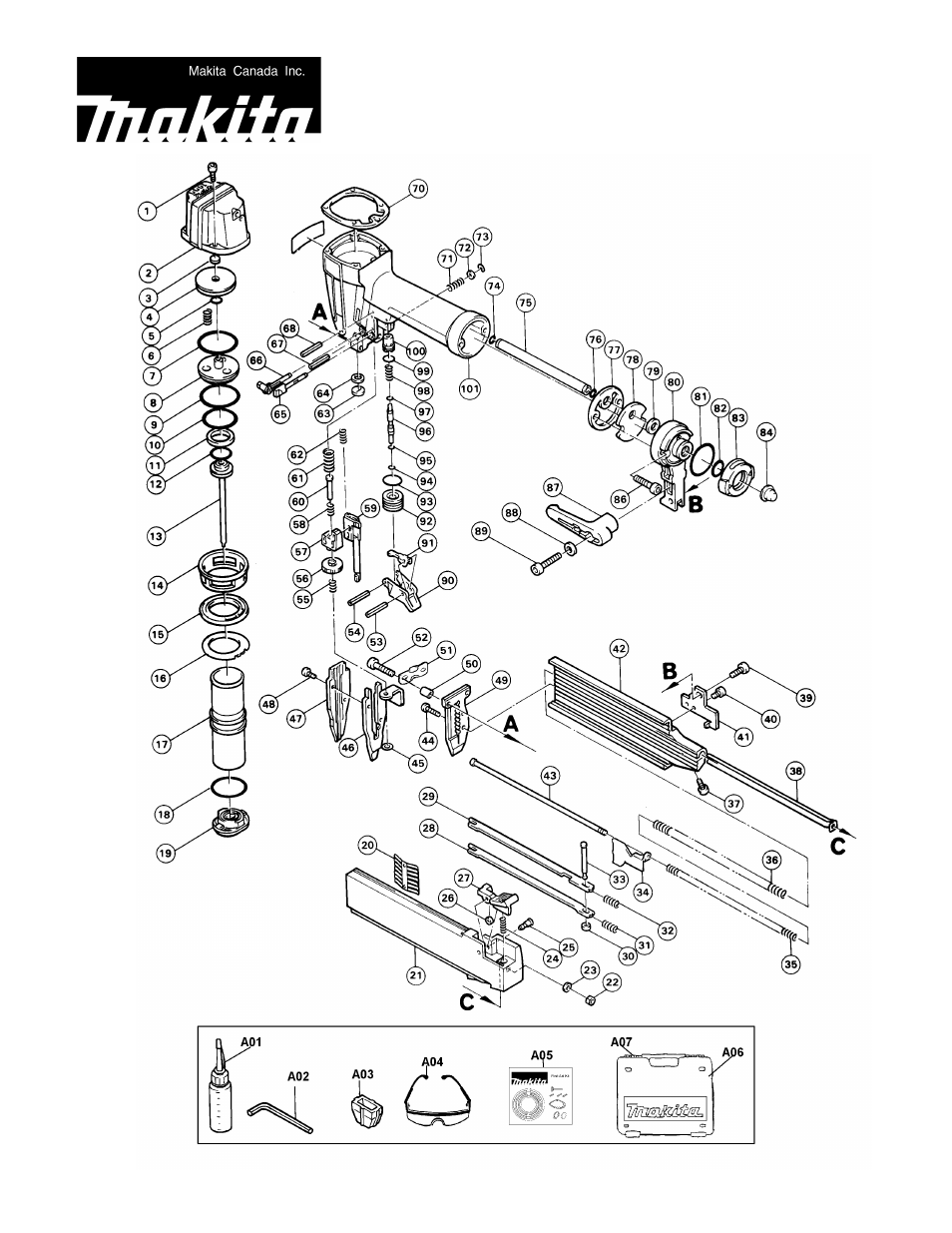 Makita AF502 User Manual | 4 pages