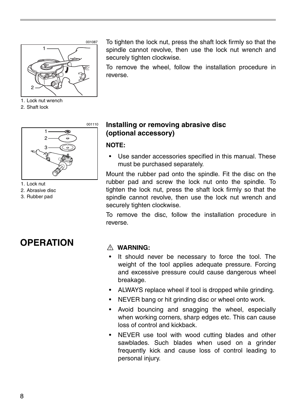 Operation | Makita 9005BZ User Manual | Page 8 / 16