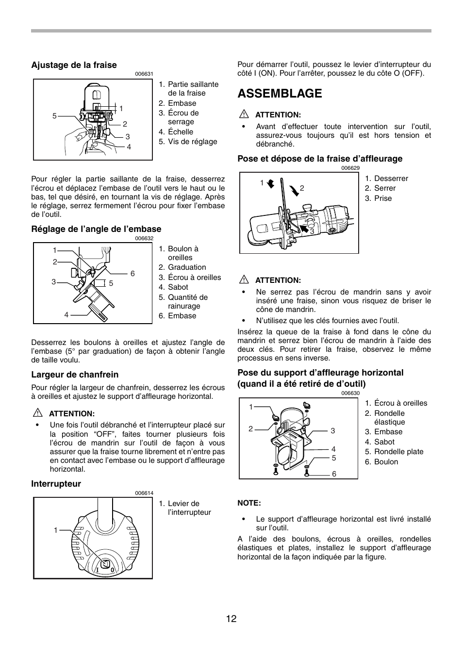 Assemblage | Makita 3710 User Manual | Page 12 / 28