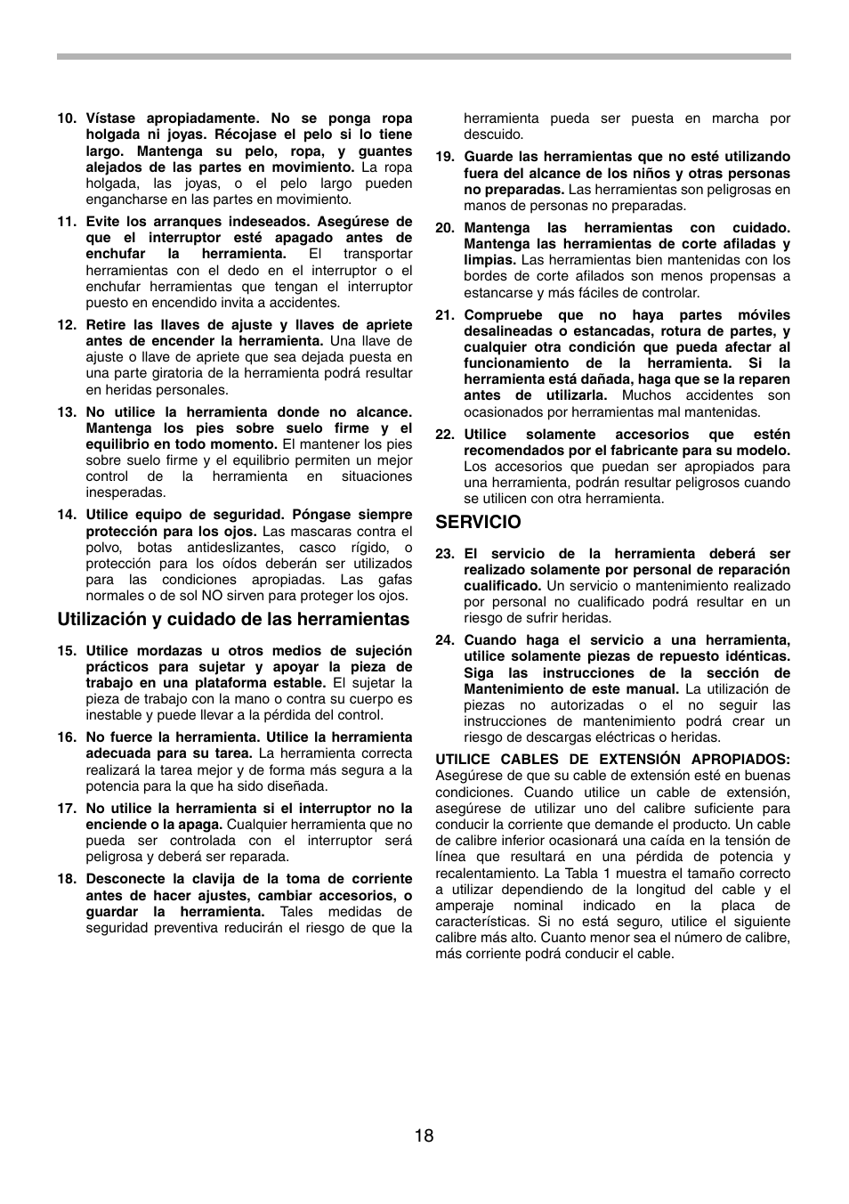 Utilización y cuidado de las herramientas, Servicio | Makita 3710 User Manual | Page 18 / 28