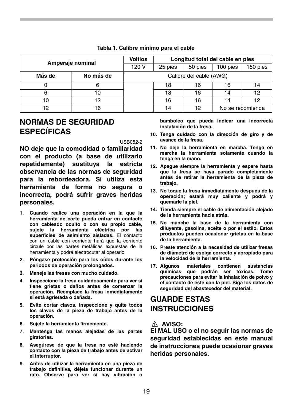 Normas de seguridad específicas, Guarde estas instrucciones | Makita 3710 User Manual | Page 19 / 28